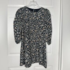 Zara Floral Blouson Mini Dress Sz M